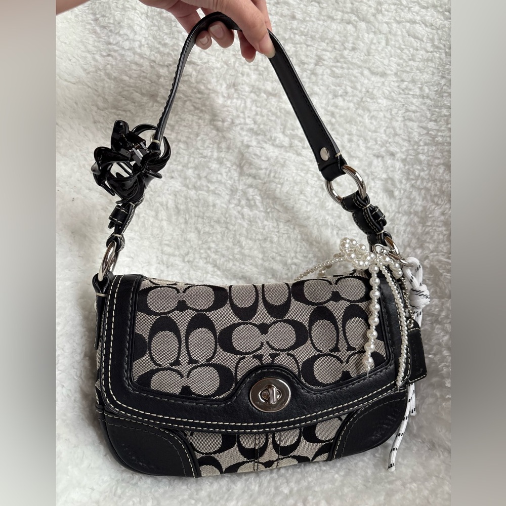 Coach Turnlock Monogram Bag Black and Gray Vintage Bag